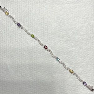 Gemstones Silver Bracelet 7”. Stamped CT 925. NWT. Never Worn.